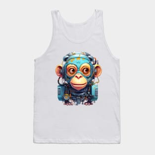 Cartoon monkey robot. T-Shirt, Sticker. Tank Top